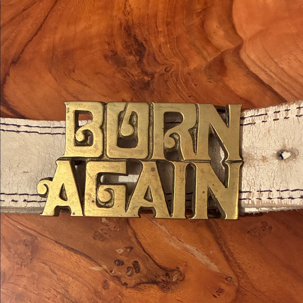 BORN AGAIN Brass Belt Buckle